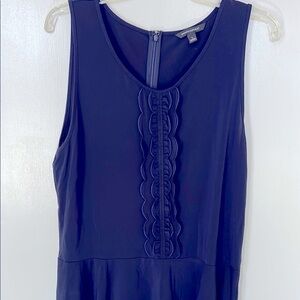Banana Republic navy blue Sleeveless Top with ruffle in front and zipper in back